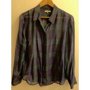 Madewell Silk Plaid Button Down Blouse